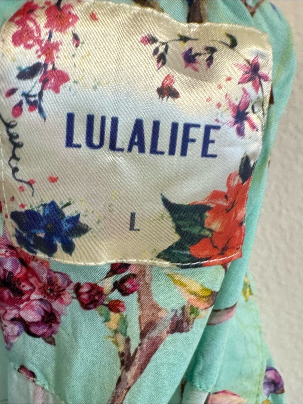 Lulalife Floral Whimsical Boho Artsy Midi Tunic Dress L - Picture 7 of 8